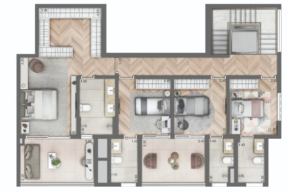 Planta 08 - 4 dorm 285 50m - cobertura duplex - superior