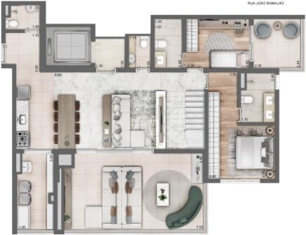 Planta 11 - 3 dorm 265 50m - cobertura duplex - inferior