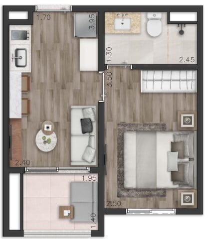 Planta 13 - 1 dorm 28 40m