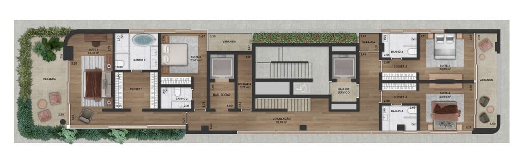 Planta 05 - 4 dorm 454m - cobertura duplex - inferior