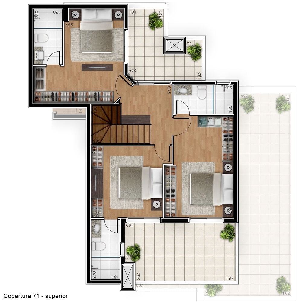 Planta 09 - 3 dorm 180m - cobertura duplex - superior