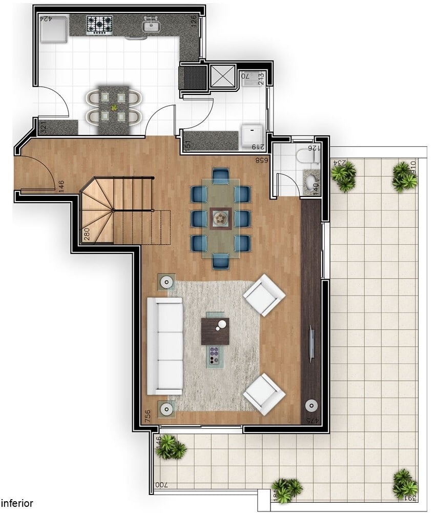 Planta 08 - 3 dorm 180m - cobertura duplex - inferior