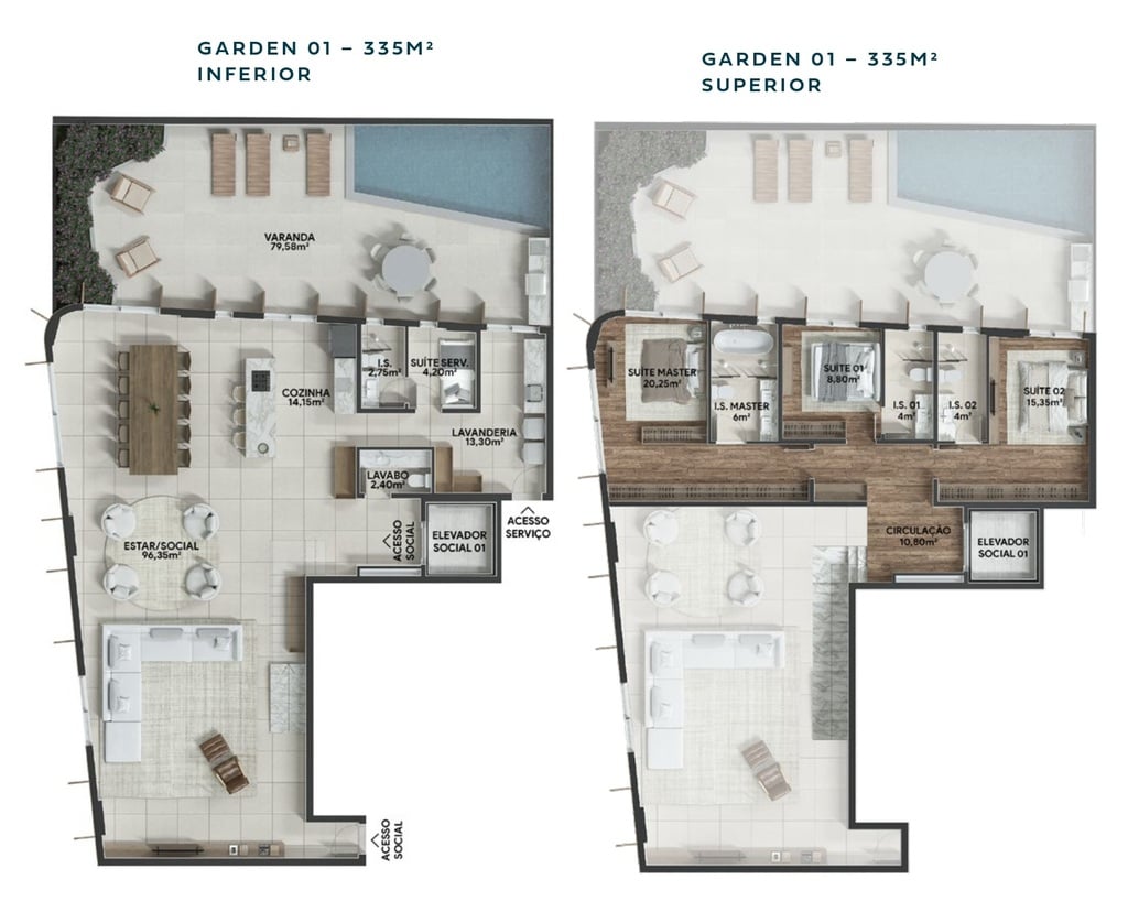 Planta 31 - 3 dorm 335m - garden