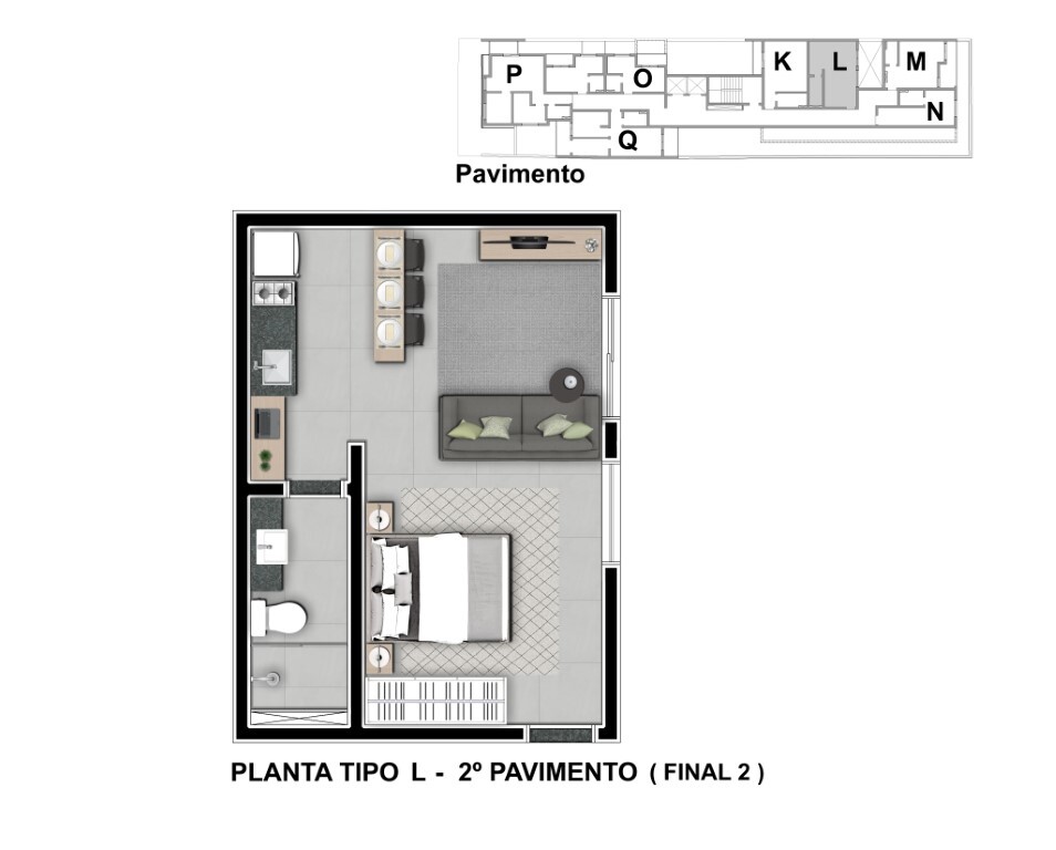 Planta 02 - tipo l - 33m - final 02 - 2 pavimento - studio