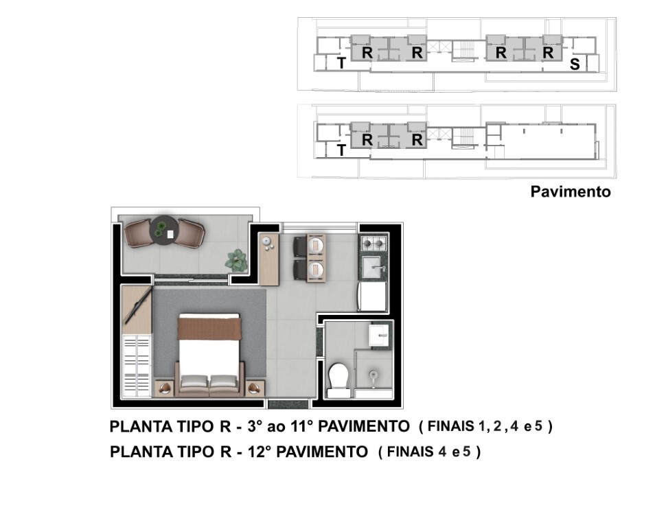 Planta 08 - tipo r - 23m - final 01 , 02 , 04 e 05 - 3 ao 11 pavimento