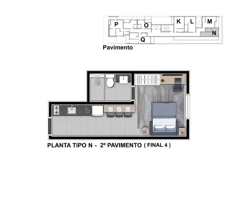 Planta 04 - tipo l - 26m - final 04 - 2 pavimento - studio