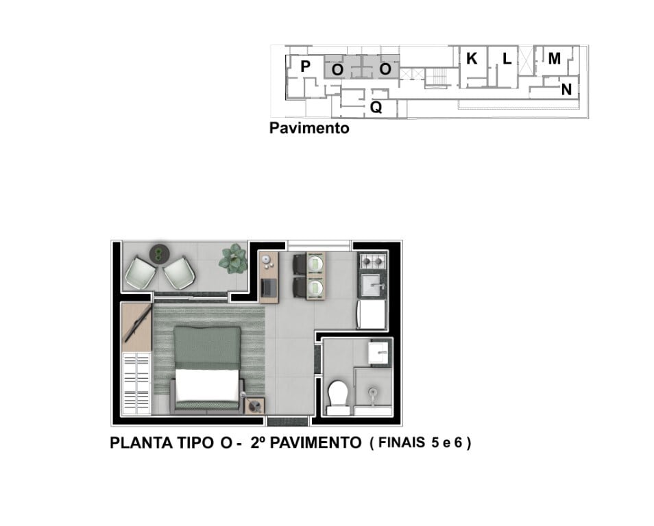 Planta 05 - tipo o - 22m - final 05 e 06 - 2 pavimento - studio