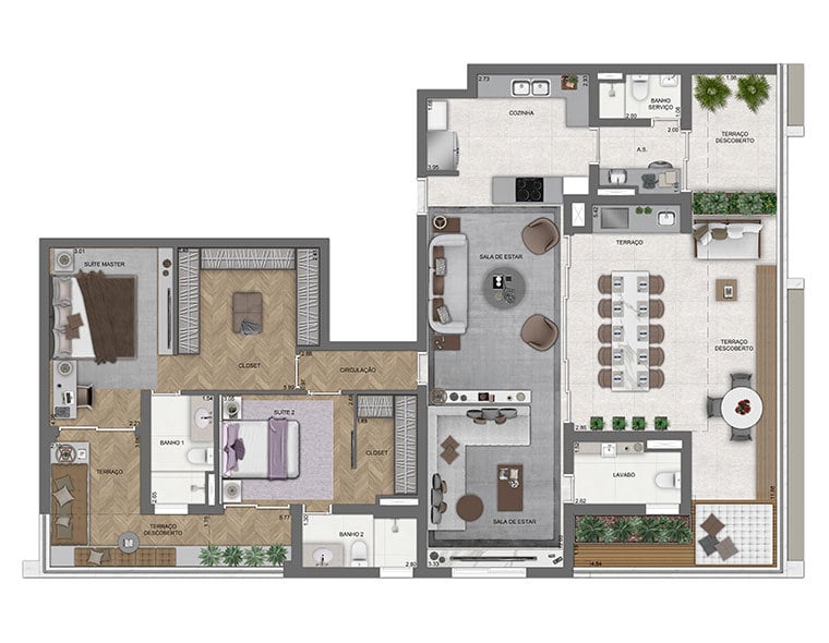 Planta 08 - 2 dorm 179m - opo