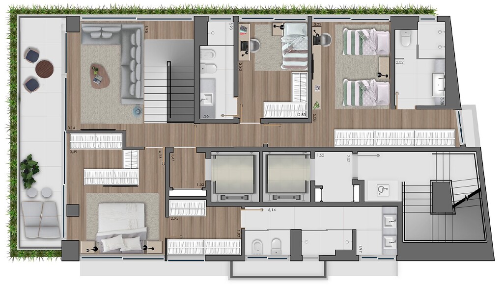 Planta 05 - 3 dorm 464m - triplex - intermedirio - opo