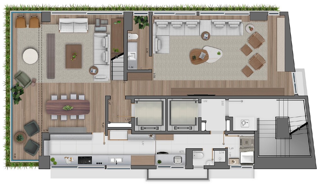 Planta 04 - 3 dorm 464m - triplex - inferior - opo