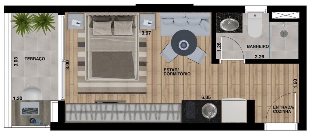 Planta 10 - 1 dorm 26 76m - studio