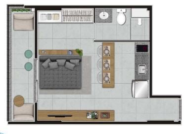 Planta 07 - 1 dorm 31m - studio nr