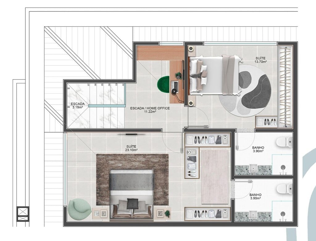 Planta 14 - 4 dorm 152,95m - cobertura duplex - superior