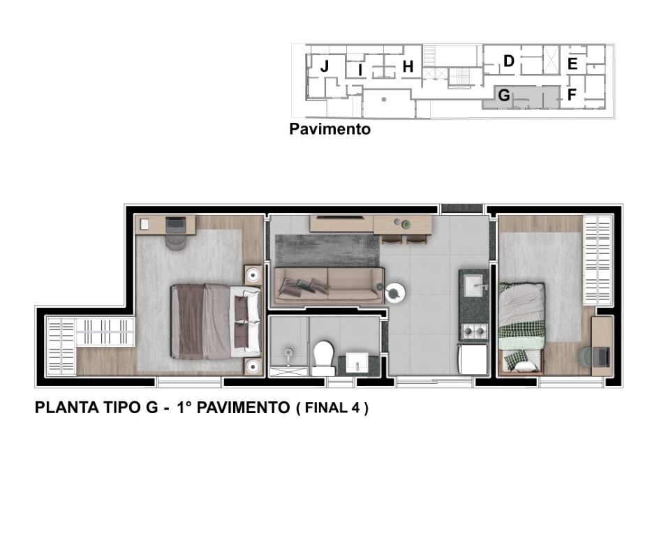 Planta 07 - tipo g - 2 dorm 41m - final 04 - 1 pavimento