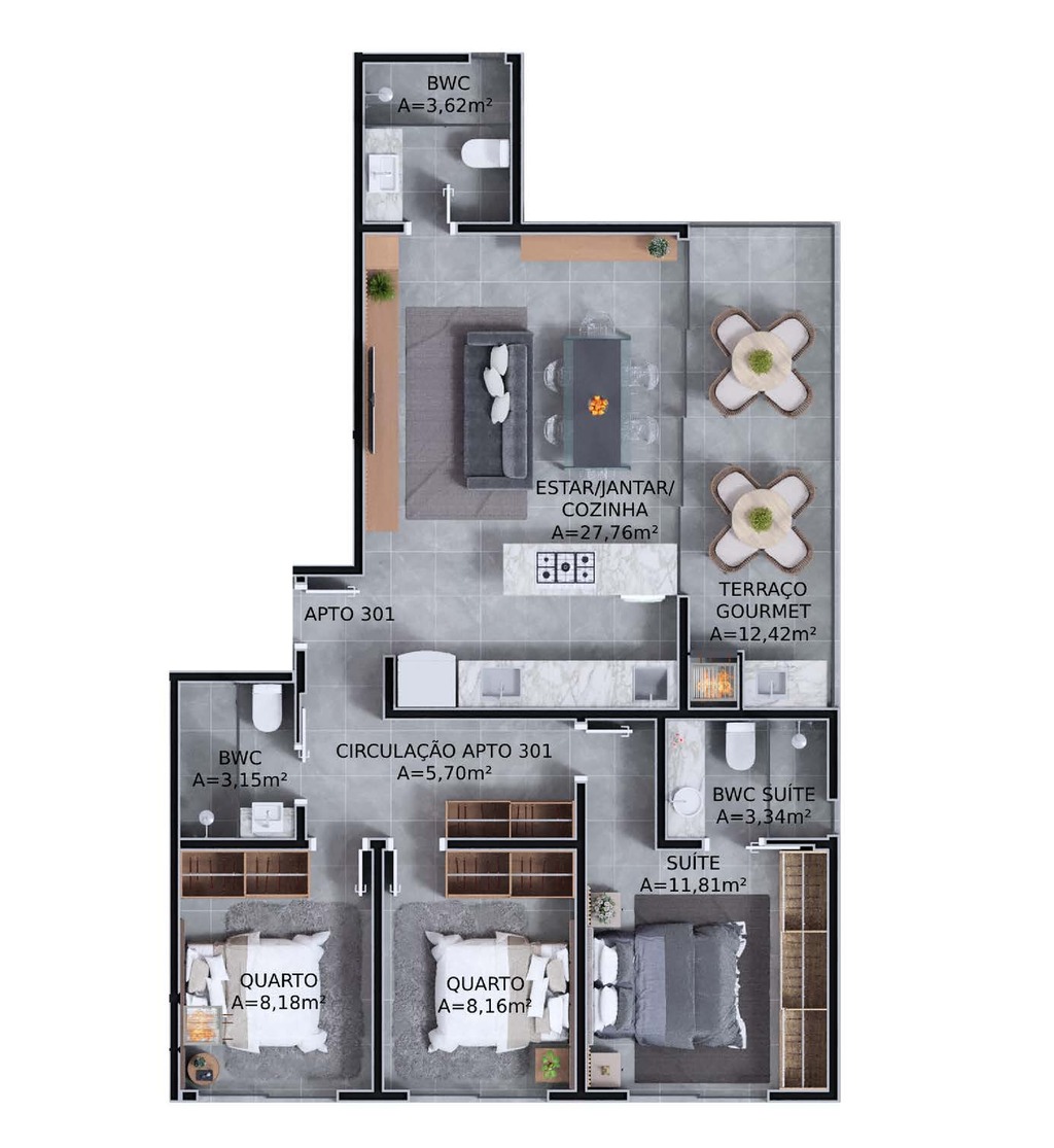 Planta 14 - 3 dorm 96,32m