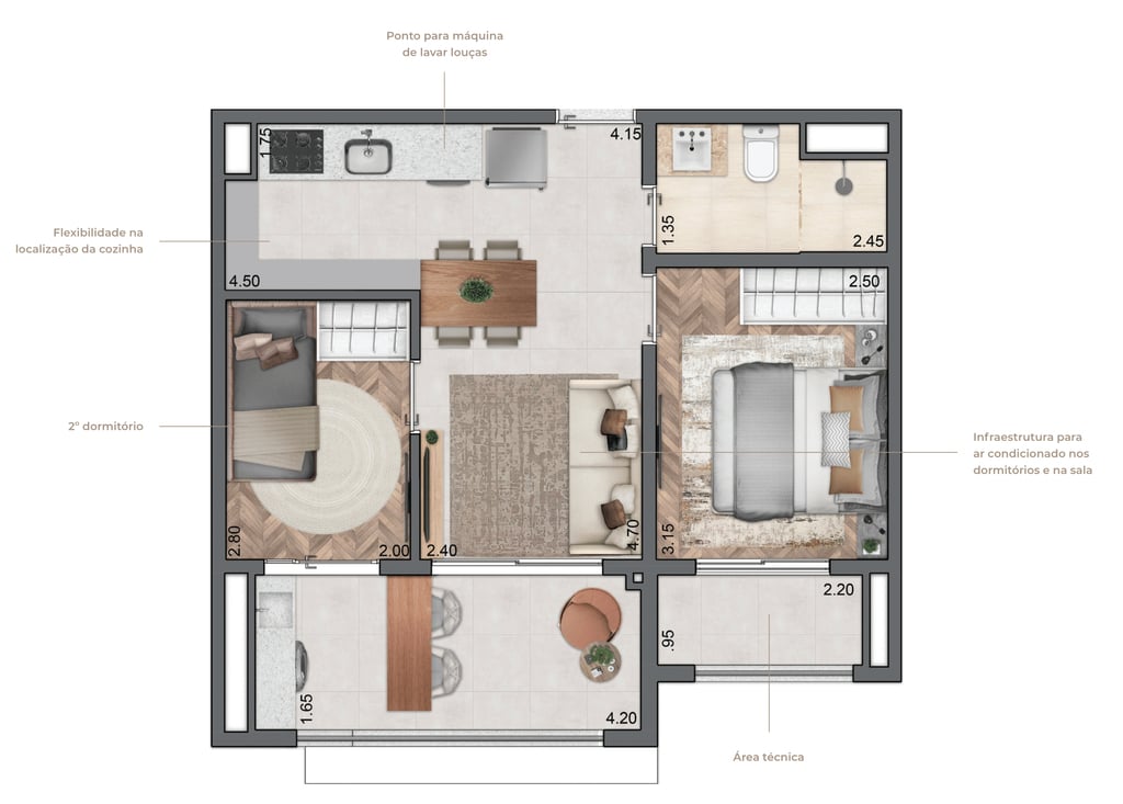 Planta 03 - 2 dorm 47m - opo