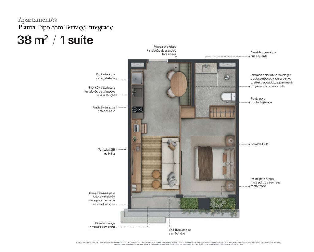 Planta 08 - 1 dorm 38m