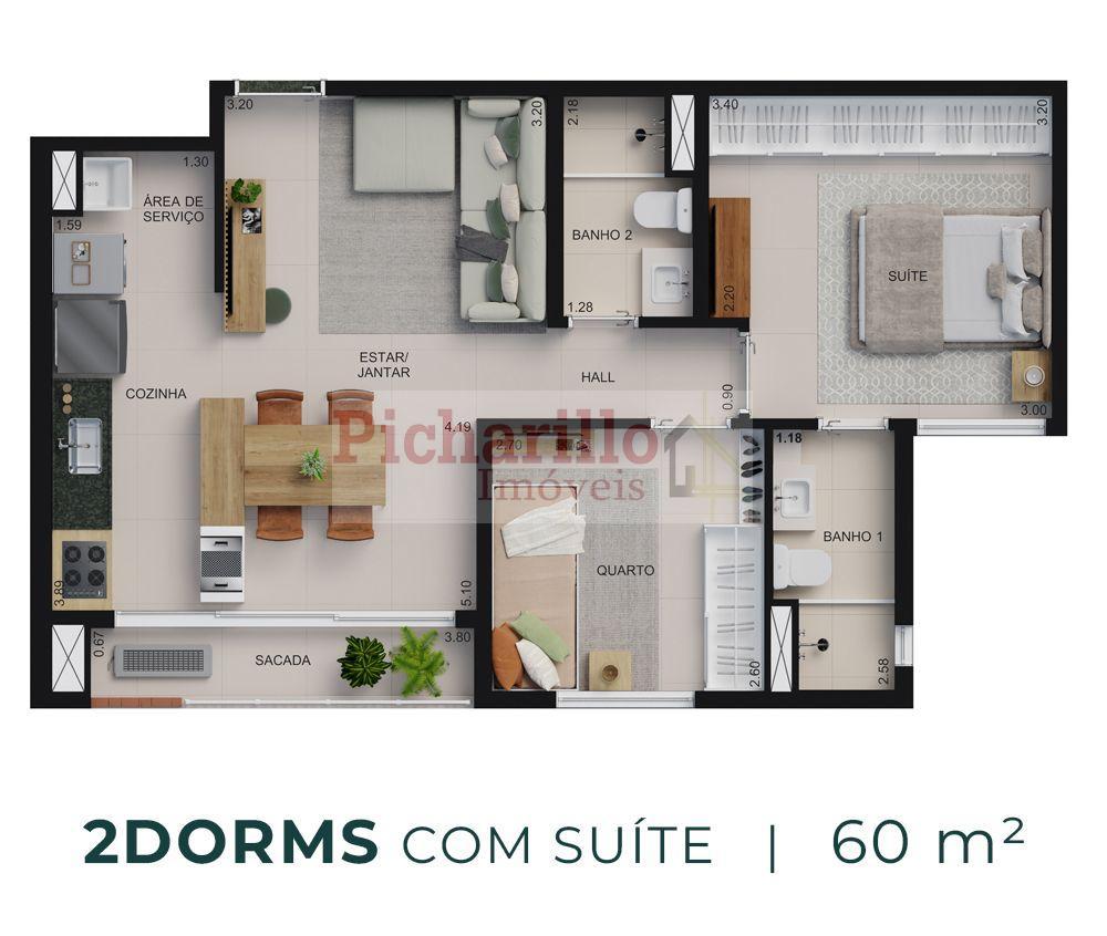 Apartamento com 2 dormitórios à venda, 57 m² por R$ 426.000 - Parque Faber Castell I - São Carlos/SP