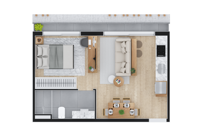 Planta 04 - 1 dorm 39m - studio - opo