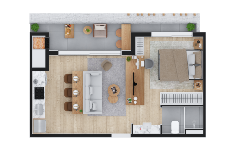 Planta 09 - 1 dorm 47m - studio - opo