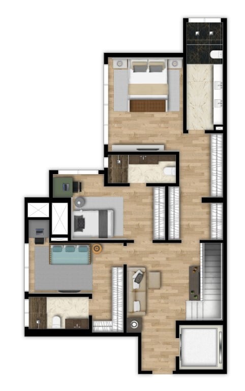 Planta 14 - 2 dorm 247m - duplex superior