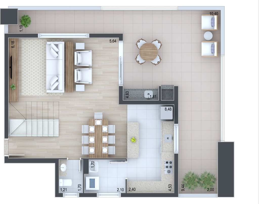 Planta 16 - 3 dorm 174,76m - cobertura duplex - inferior