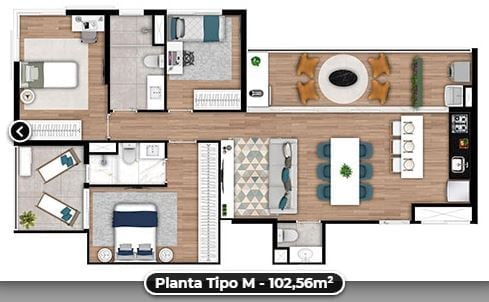 Planta 15 - 3 dorm 102 56m