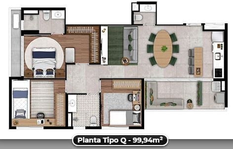 Planta 14 - 3 dorm 99 94m