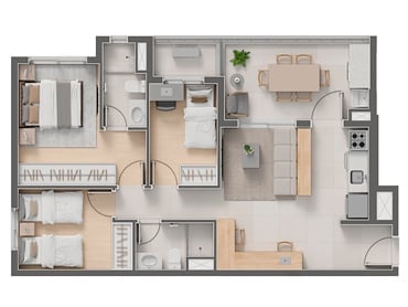 Planta 03 - 3 dorm 74,63m