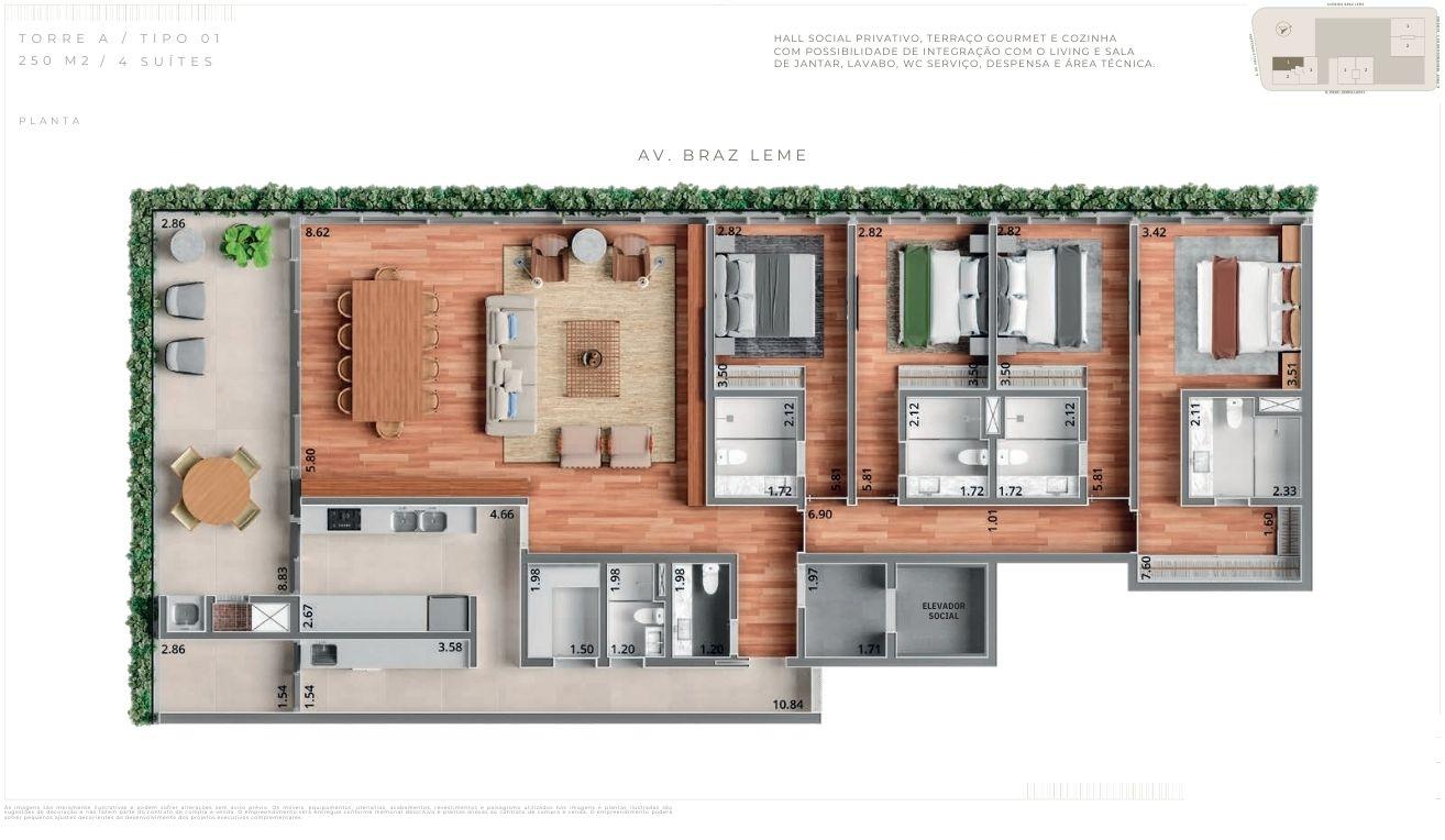 Apto 250m2 4 Sutes Tipo 01