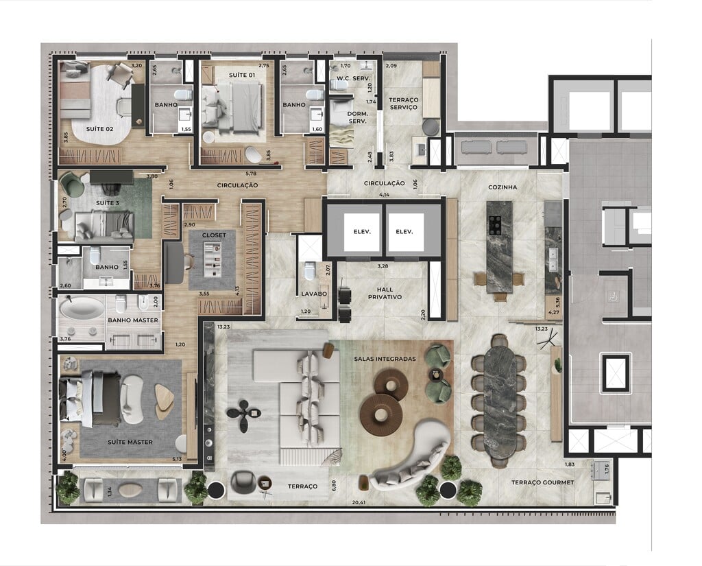 Planta 01 - 4 dorm 300m