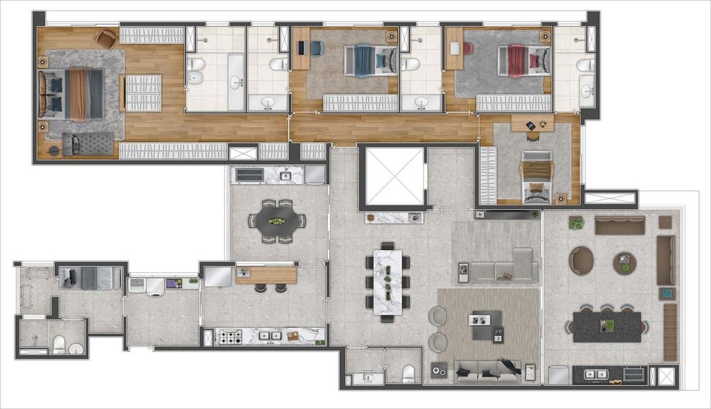 Planta 01 - 4 dorm 234m