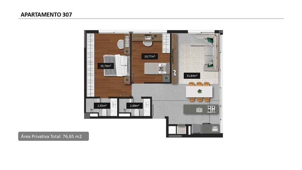 Planta 10 - 2 dorm 76 65m