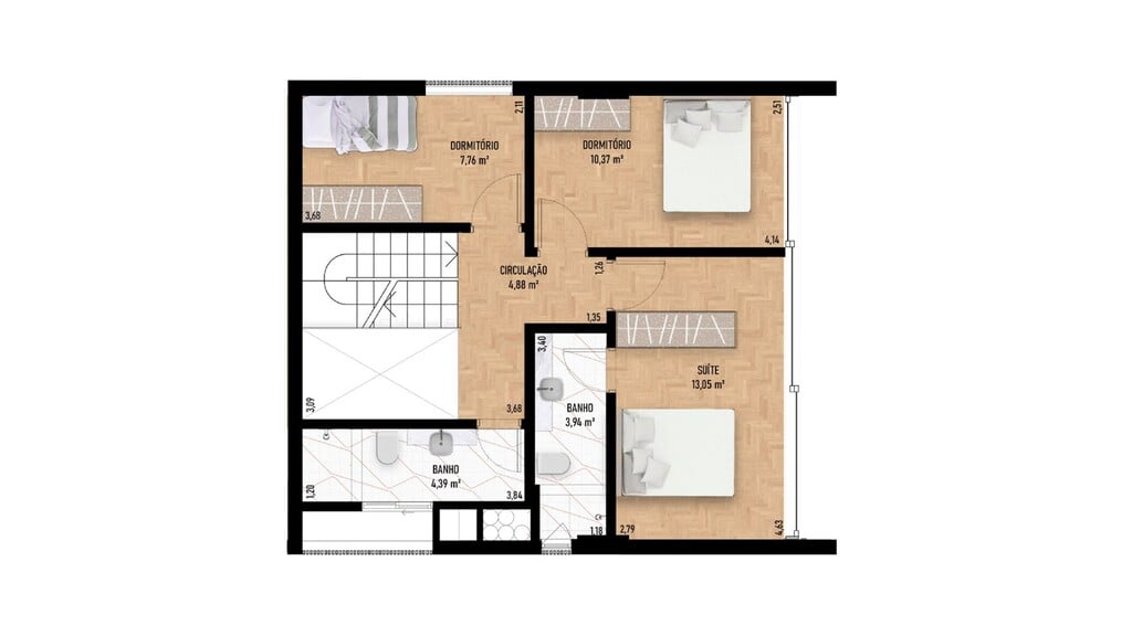 Planta 13 - 3 dorm 141,72m - duplex - superior