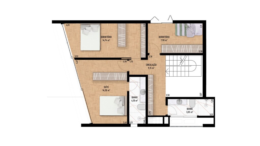 Planta 17 - 3 dorm 160,88m - duplex - superior