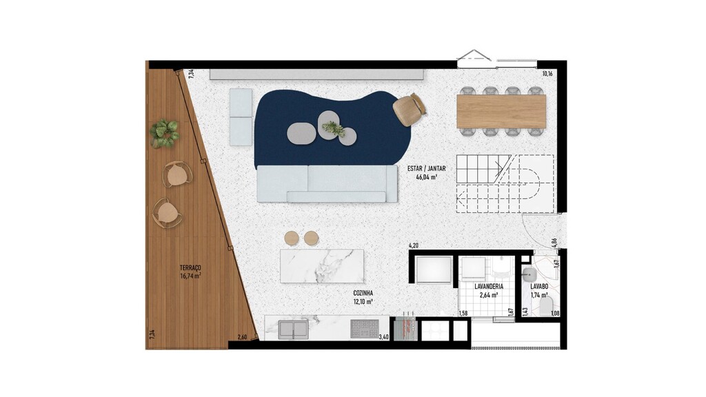 Planta 16 - 3 dorm 160,88m - duplex - inferior