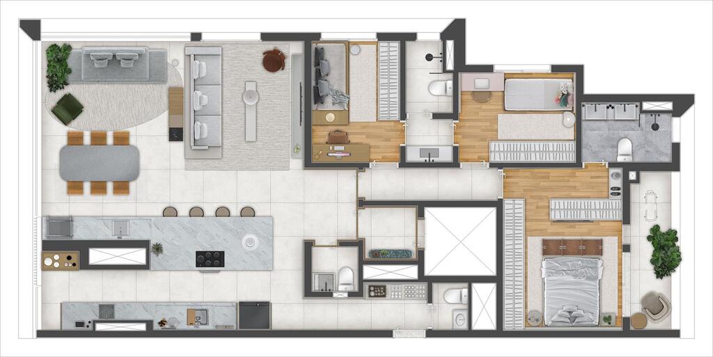 Planta 02 - 3 dorm 136m