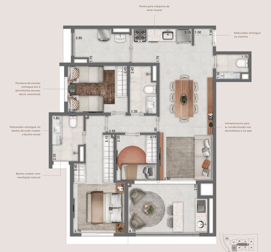 Planta 10 - 3 dorm 87,50m