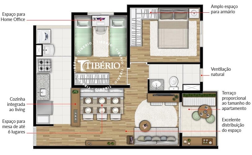 Planta 01 - 2 dorm 50 27m