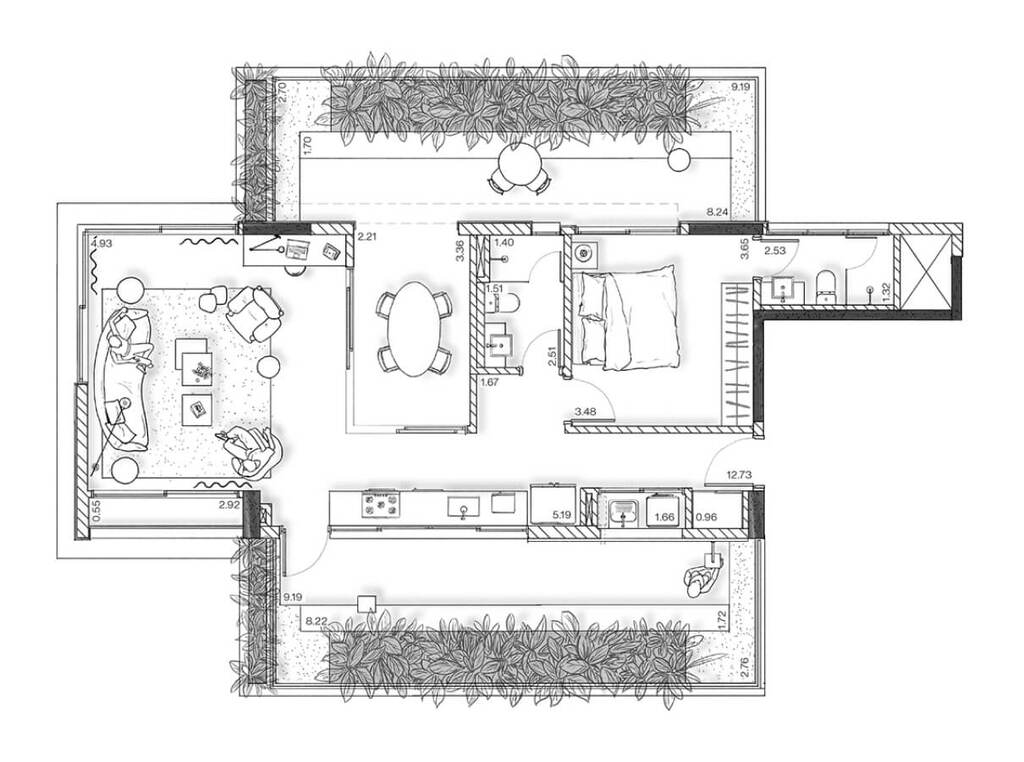 Planta 04 - 1 dorm 114m - garden