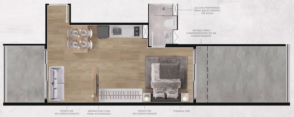 Planta 15 - 1 dorm 53 21m - studio