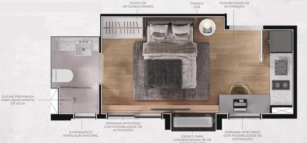 Planta 01 - 1 dorm 17 30m - studio