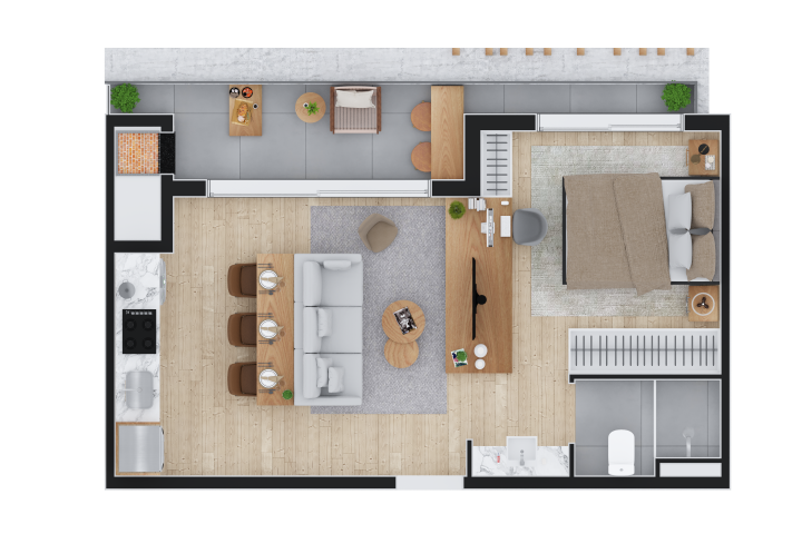 Planta 09 - 1 dorm 47m - studio - opo