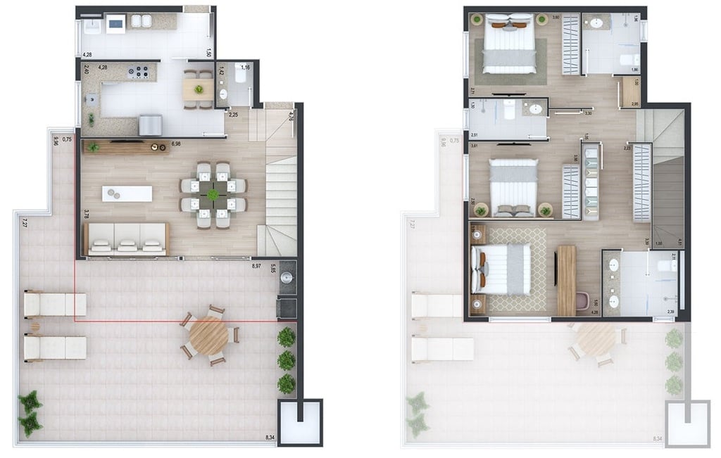 Planta 07 - 3 dorm 129 22m - duplex