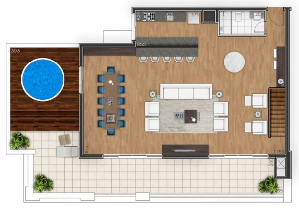 Planta 03 - 3 dorm 234m - cobertura duplex - superior