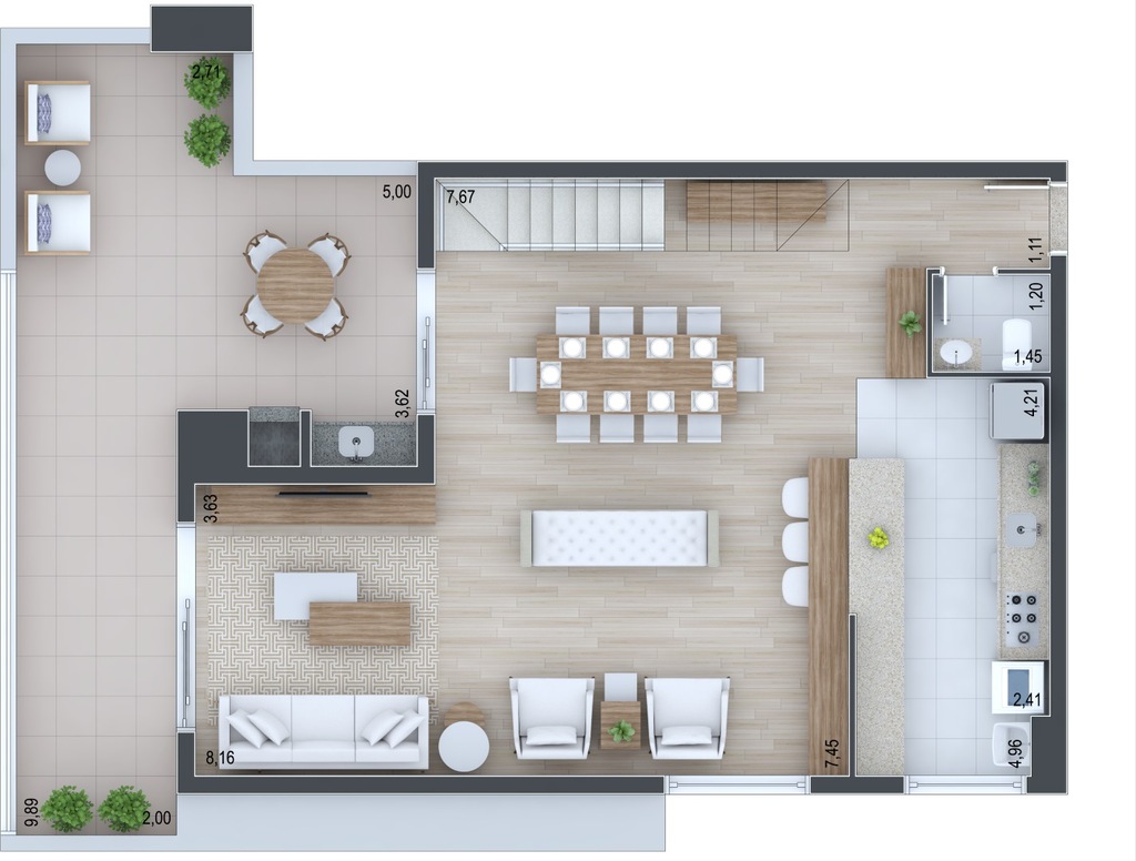 Planta 19 - 3 dorm 194,09m - cobertura duplex - inferior