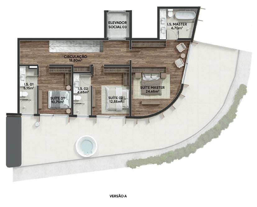 Planta 23 - 3 dorm 270m - cobertura duplex - superior