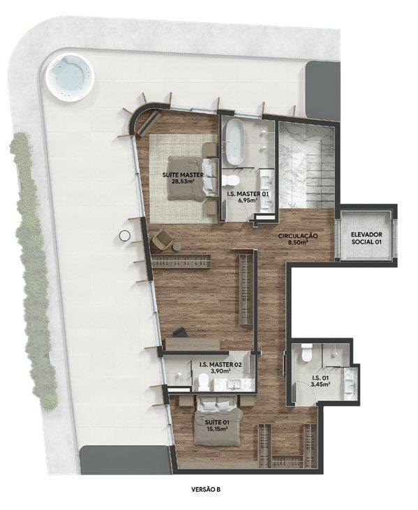 Planta 15 - 2 dorm 229m - cobertura duplex - superior - opo