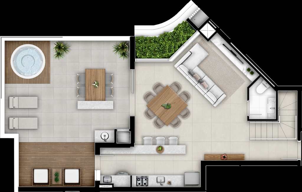 Planta 33 - 3 dorm 219,57m - penthouse - inferior