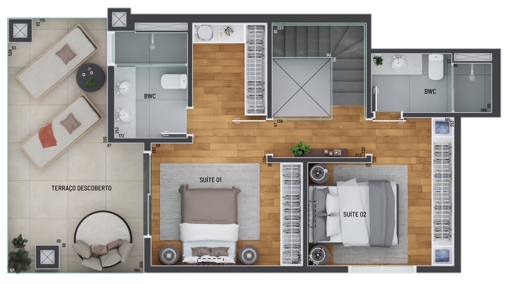 Planta 09 - 2 dorm 163m - cobertura duplex - superior